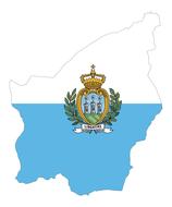 San marino coat of arms on the map