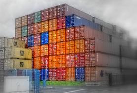 large iron containers in the port