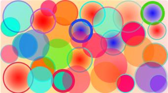 Colored bubbles on a landscape background