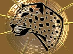 gold emblem with a leopard's head