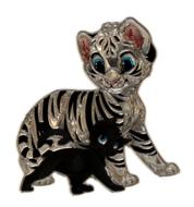 drawn tiger cub and black kitten
