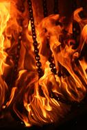 iron chains in a burning fire