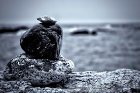 Black And White photo of Stones Rock
