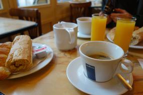 Breakfast with coffee and juice