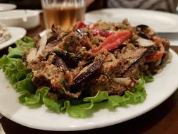 Meat and vegetables on plate