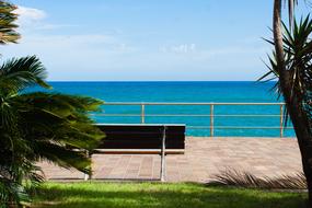 bench on the background of the sea landscape view