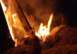 burning fire in the hay