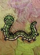 painted green fluffy caterpillar