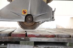 sharp blade cutting marble