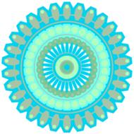 mandala, blue and green geometric pattern in circle