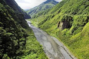 panorama of the green valley in ecuador, rio verde