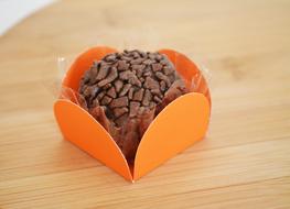 Chocolate dessert in a paper bag