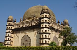 Gol Gumbaz Mausoleum, aged tomb at sky, india, Vijayapura