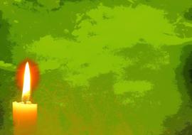 banner with a burning candle