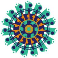 mandala geometric pattern green orange drawing