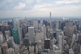 downtown at cloudy day, roof view, usa, manhattan, New York City