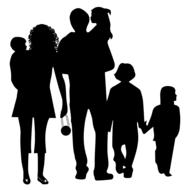 mother and girl and father drawing