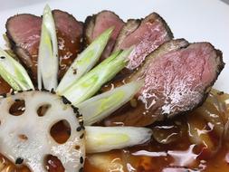 Tasty pieces of meat on a plate
