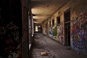 long hallway in an abandoned school in florida