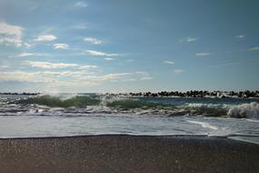 scenery of the sea foamy waves