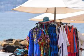 sandy beach with dresses
