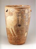 ceramic vase with stork pattern
