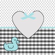 cute birth announcement with the colorful heart and duck