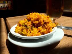 yellow rice on the table