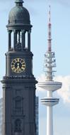 tower of the church of St. Michael and the television tower in Hamburg