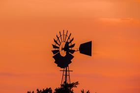 windmill on orange background
