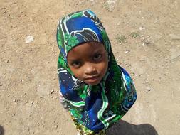 Beautiful african child Girl in colorful headscarf