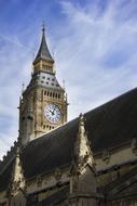 top of Big Ben clock tower at sky, uk, england, london