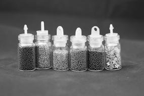 glass jars with iron beads