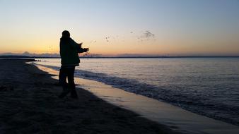 human silhouette on Baltic Sea Beach