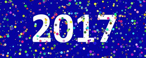 New year banner with colored decorations