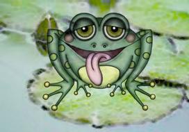 cartoon frog with tongue sticking out