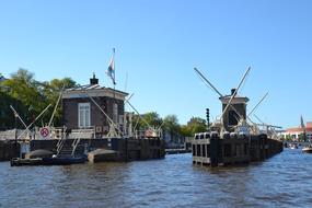 old wooden port in Amsterdam, Netherlands