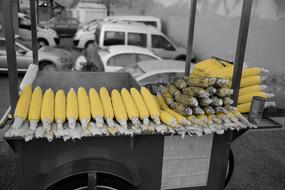 corn as street food in monochrome