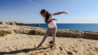 Girl Dancing Beach sea