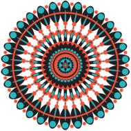 Beautiful and colorful patterned mandala drawing at white background