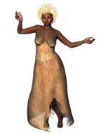 render lady gold dress model