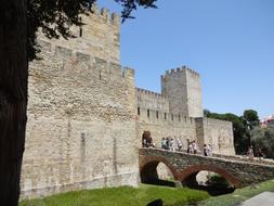 wall and bridge of a medieval castle in Portugal