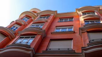 pink building facade in Madrid, Spain