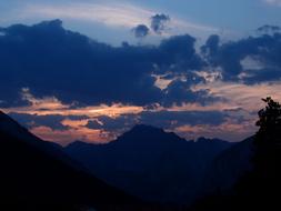 Landscape of mountains and Sunset Sky