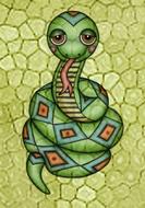 drawn green snake