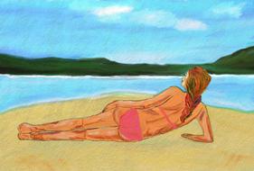 woman bikini beach sunbathing girl