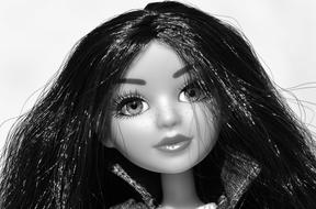 Doll Pretty Face monochrome photo