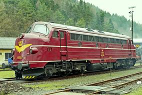 red diesel locomotive