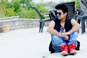 sitting fashionable man