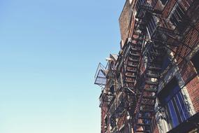 photo of a fire escape on a building bottom view